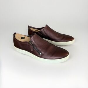 Ecco Shoes Men 11/W 12 Fara Zip Sneakers Brown Pebble Leather Zip Casual Loafers